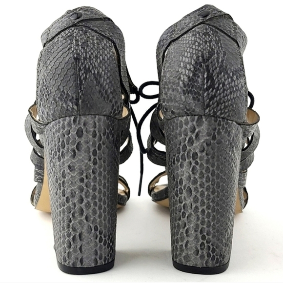 SEARS Tara Grey Snake Print Lace Up Sandals Chunky Heel Size 7 - Picture 7 of 15